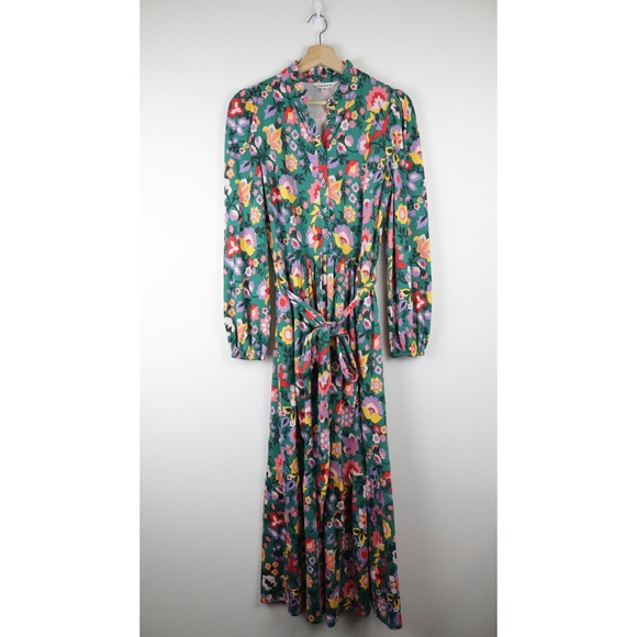 Boden Willow Floral Tiered Dress 6 Long Forest Grass Flourishing Vine - Picture 2 of 10